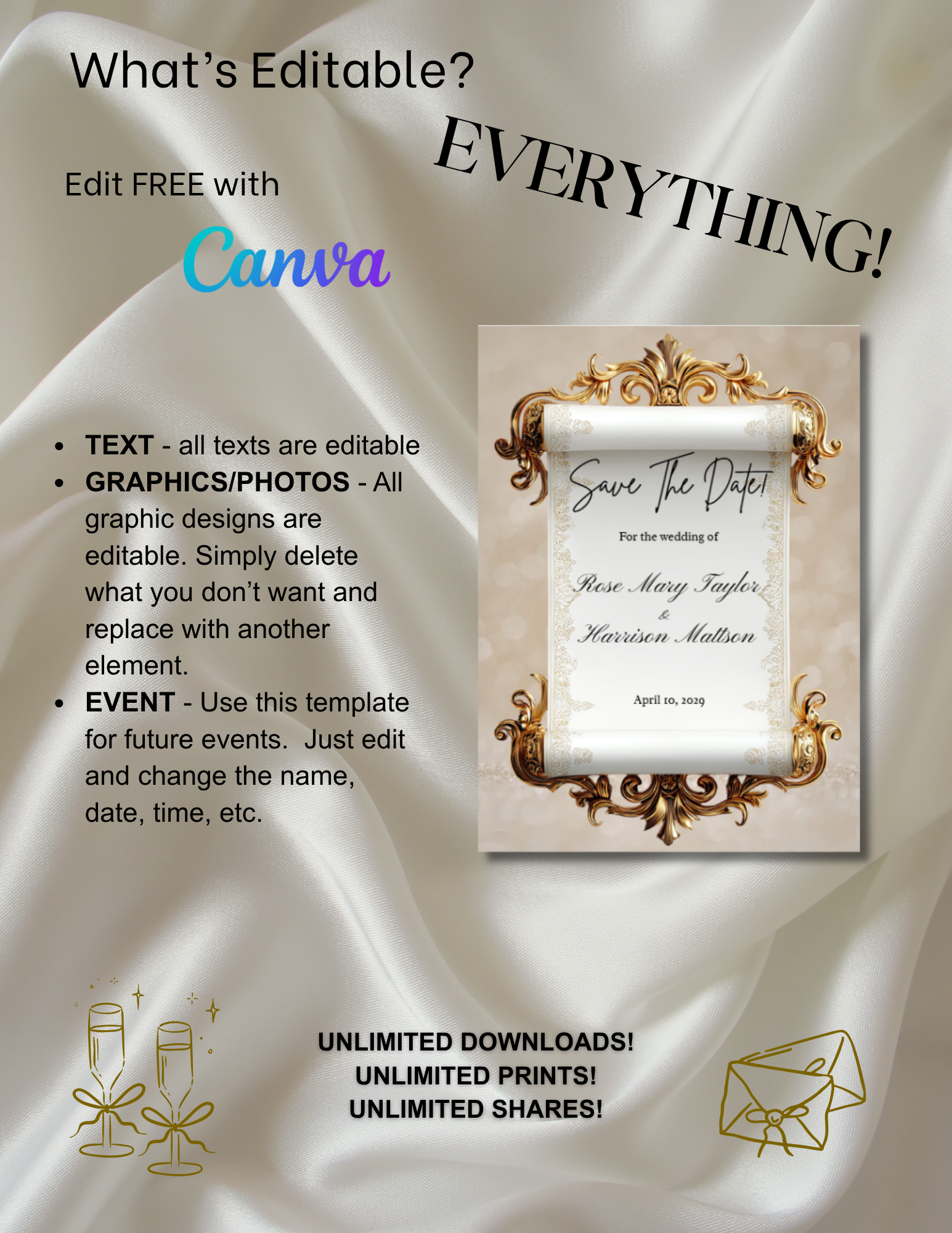 Wedding Invitation - Elegant Golden Arch
