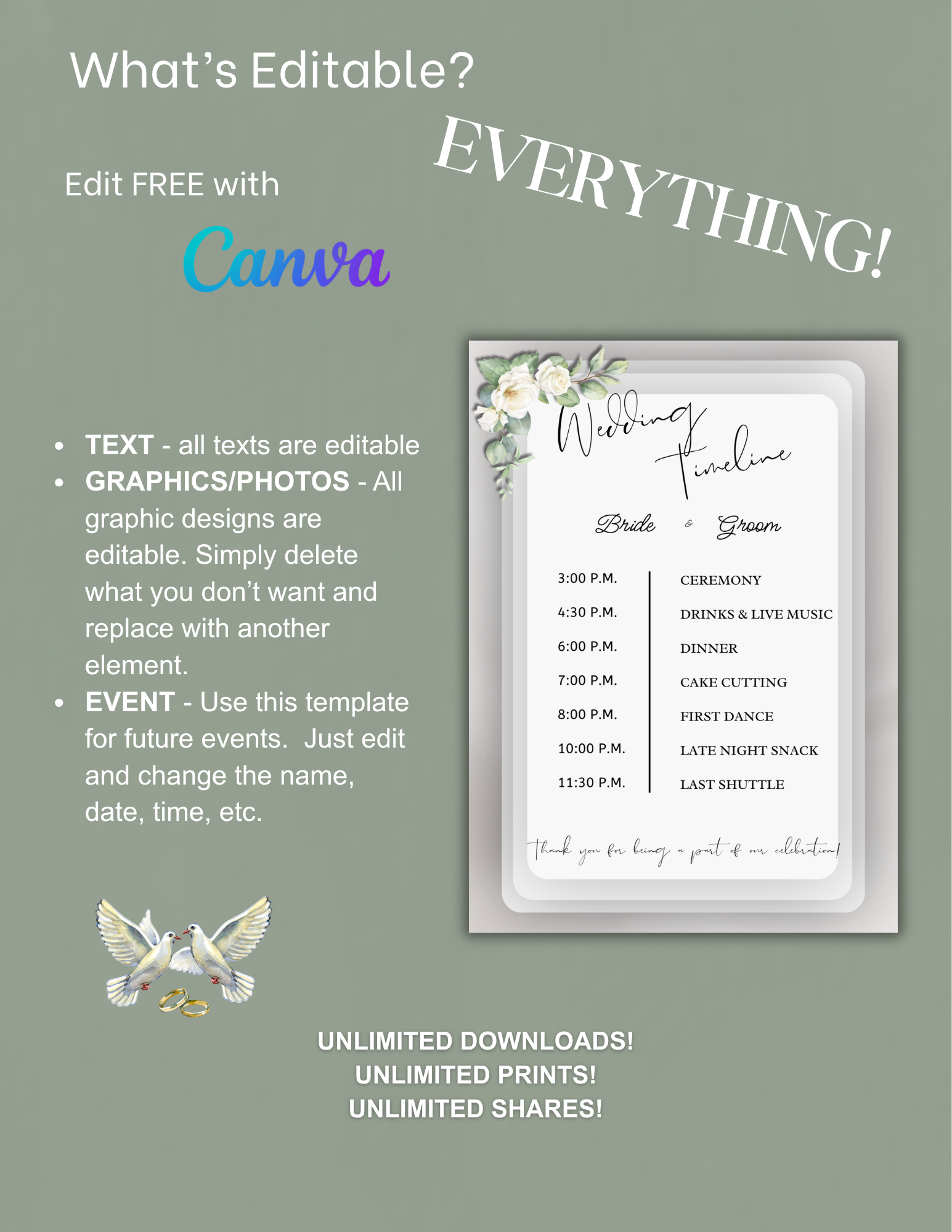 Wedding Invitation - White Roses