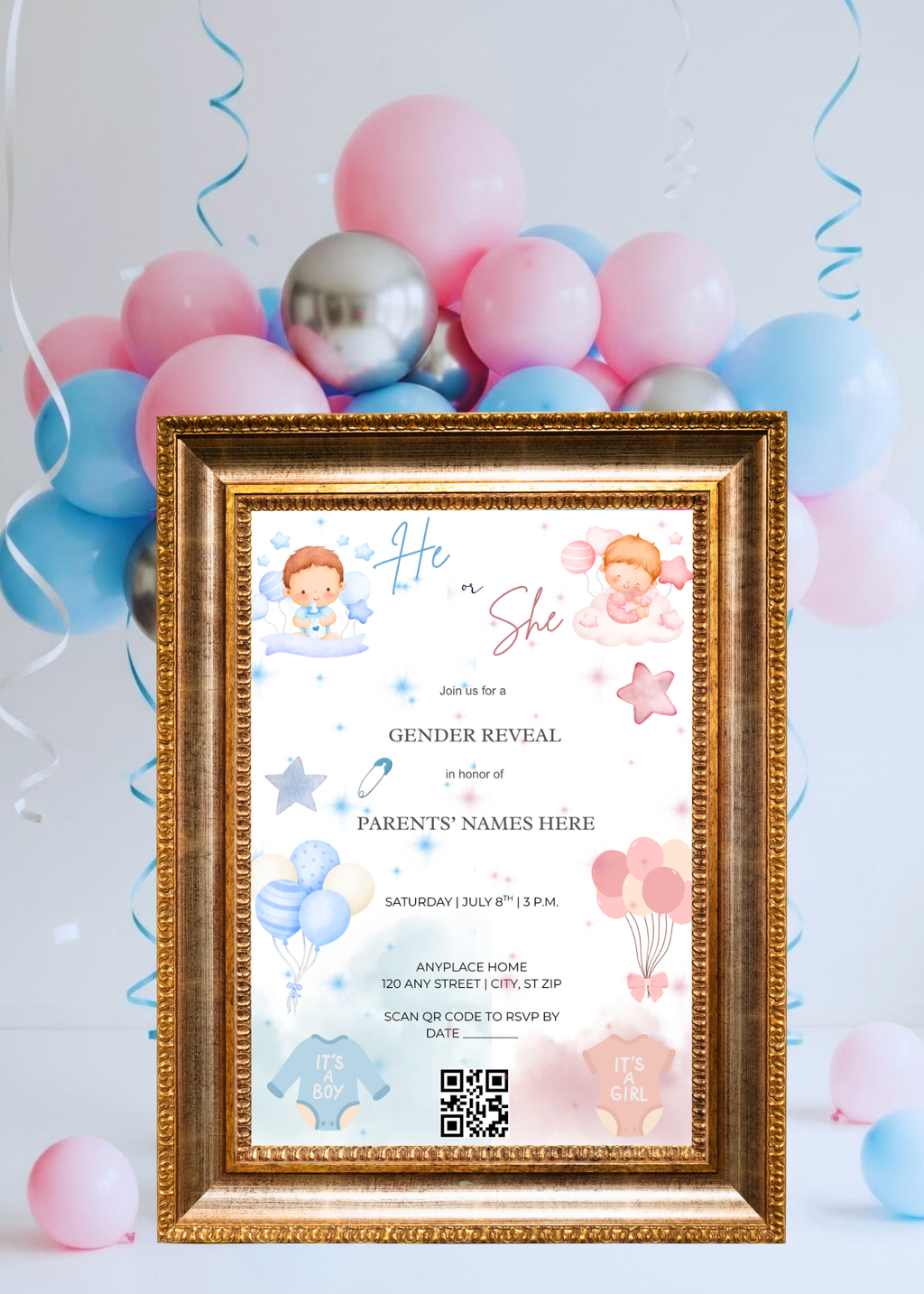 Gender Reveal Invitation Stars