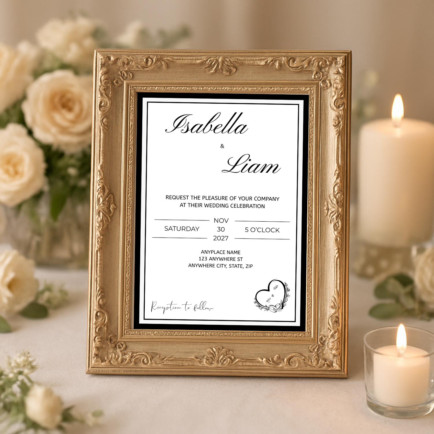 Wedding Invitation Suite - Luxury Black Border