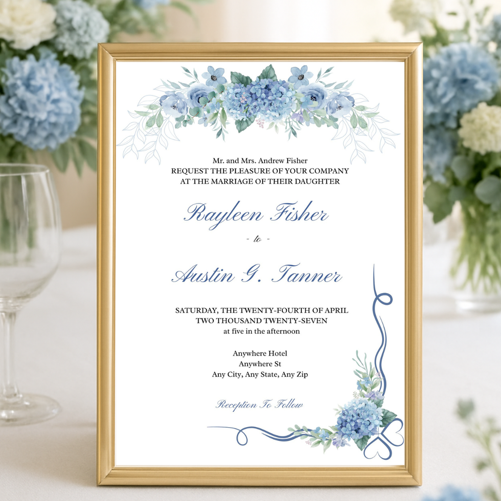 Wedding Invitation Suite - Dusty Blue