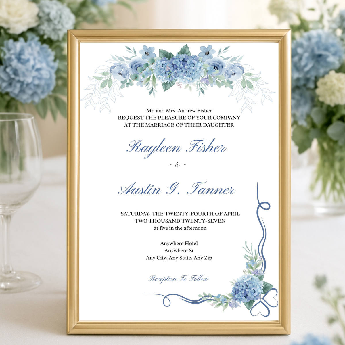 Wedding Invitation Suite - Dusty Blue