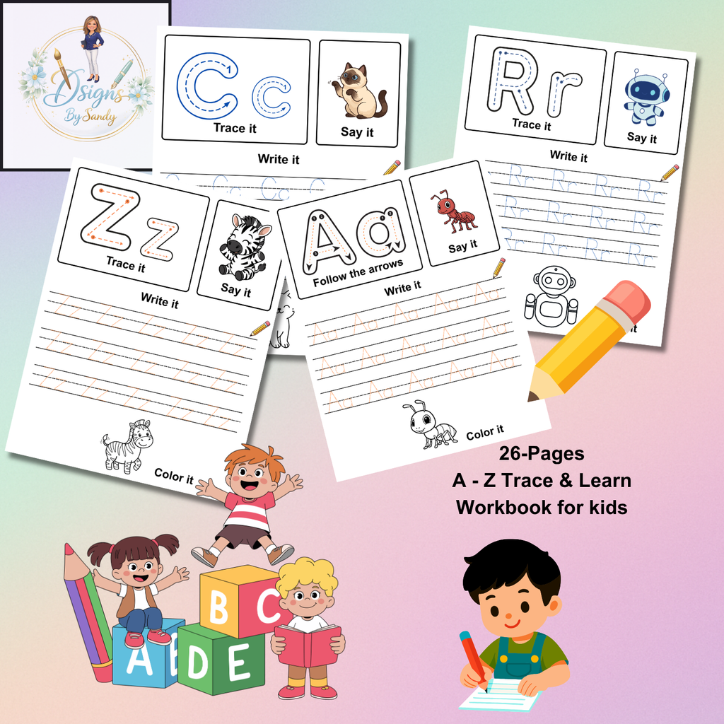Trace & Learn Alphabet Activity Sheets for Kids