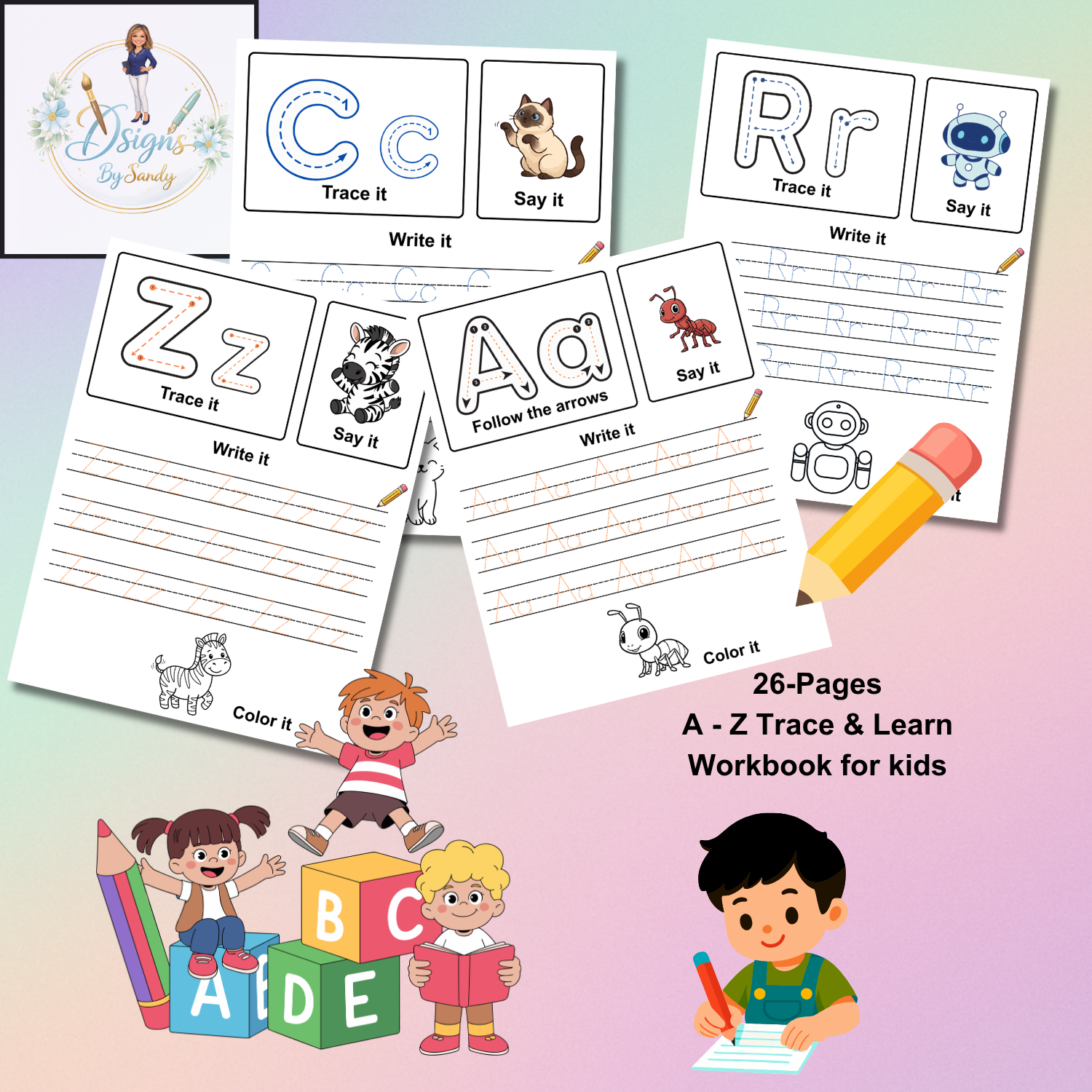 Trace & Learn Alphabet Activity Sheets for Kids
