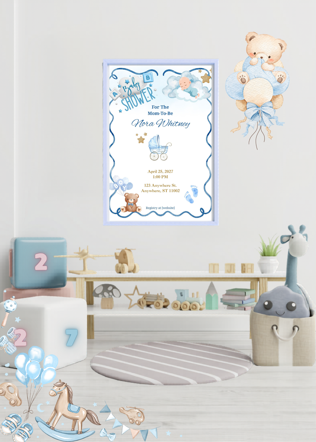Baby Boy Invitation -Bear