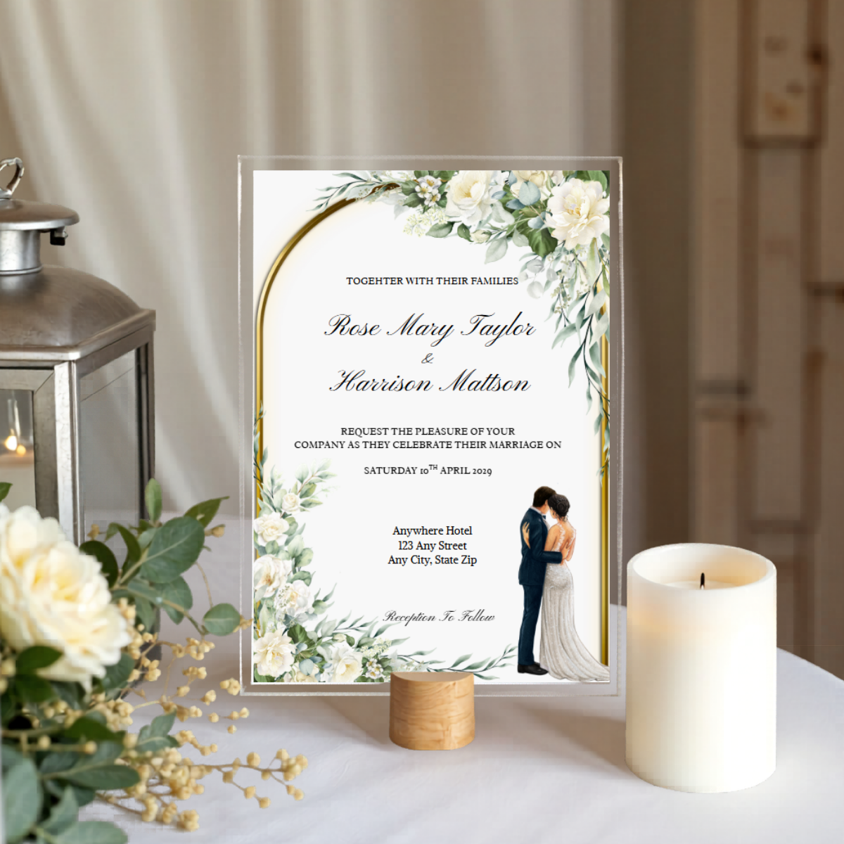 Wedding Invitation - Elegant Golden Arch