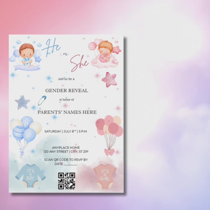 Gender Reveal Invitation Stars