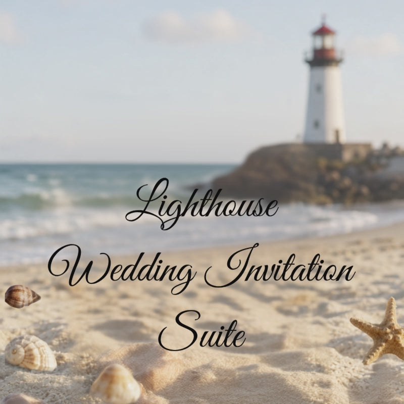 Coastal Lighthouse Wedding Invitation Suite